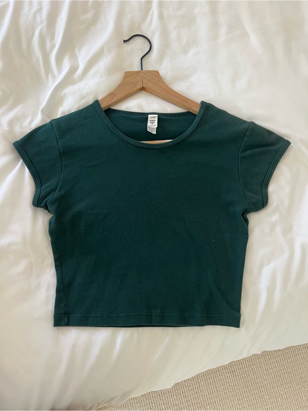 Los Angeles Apparel Dark Green Crop Tee